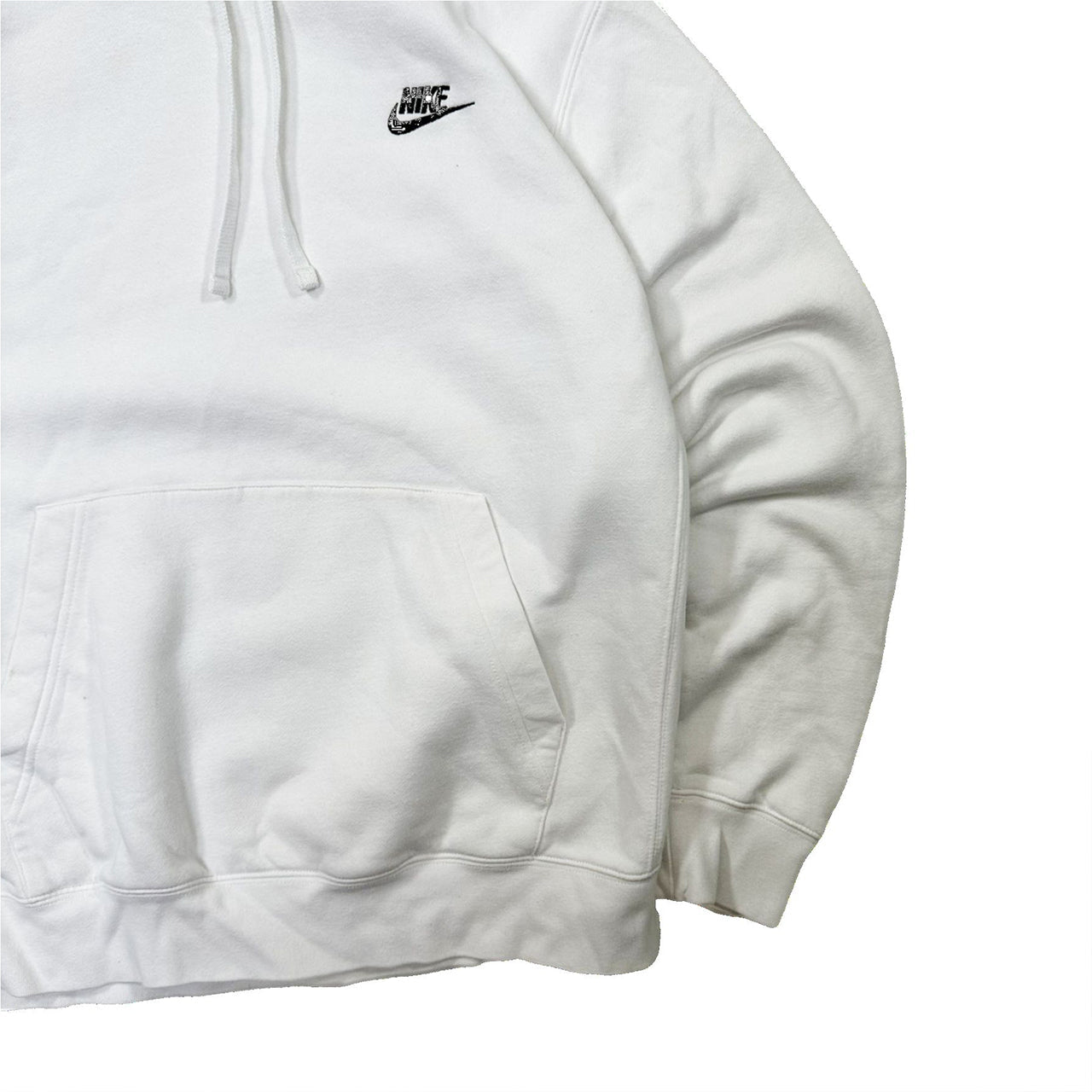 Authentic Nike White Swoosh Hoodie - Large