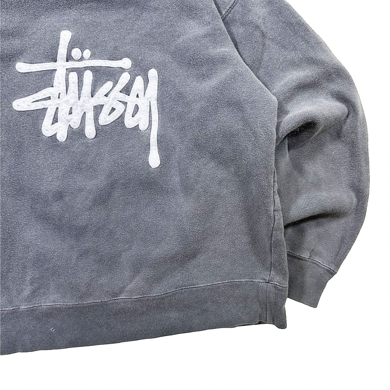 Authentic Stussy Spellout Heavy Grey Sweater - Medium