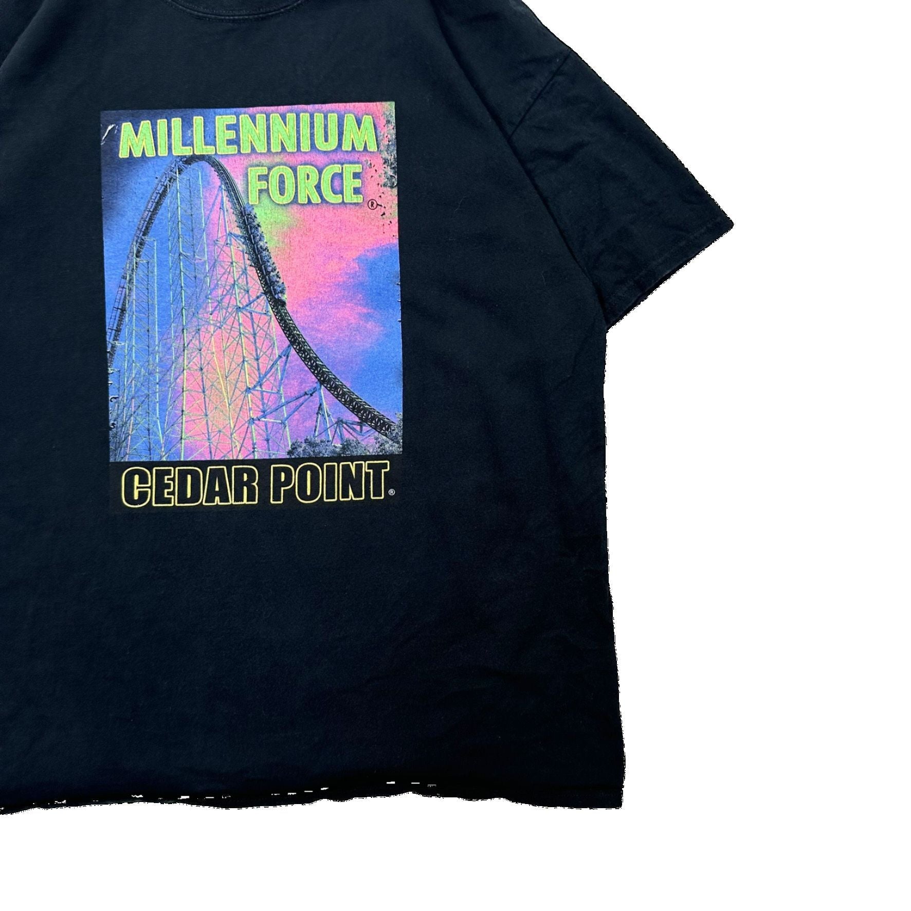 Cedar Point Millenium Force Big Print Rollercoaster Graphic T Shirt - Large