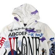 Streetwear VLONE ABCDEF... Graphic Print Hooded Sweater - Medium