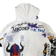 Streetwear VLONE ABCDEF... Graphic Print Hooded Sweater - Medium